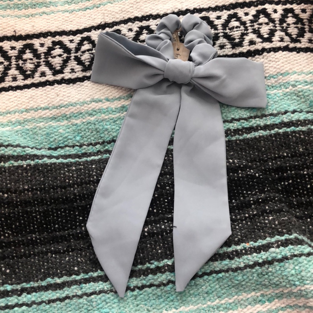 Light blue silk Hair ribbon scrunchie